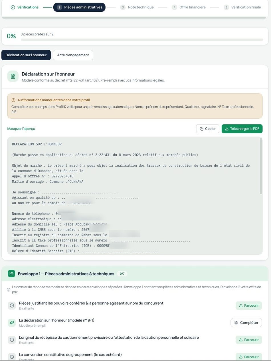 Du dossier vide au dossier prêt